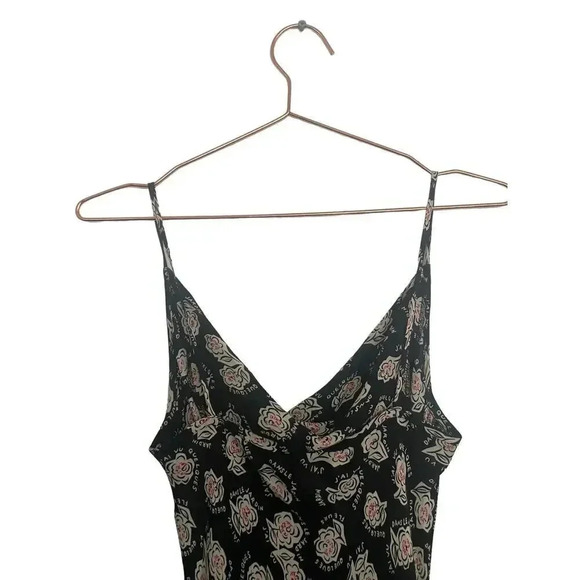 Diane Von Furstenberg Black Silk Sleeveless Floral Print Midi Dress Size 4 - Picture 3 of 5